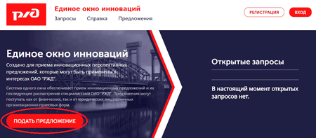 Сбор заявок по открытым запросам на высокотехнологичные решения от ОАО «РЖД»
